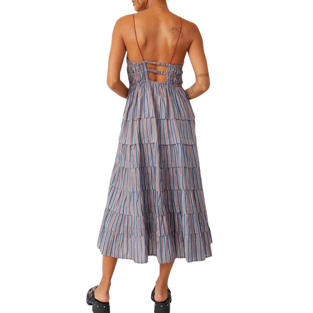 NEW FREE PEOPLE going steady midi dress in taupe - Picture 4 of 5
